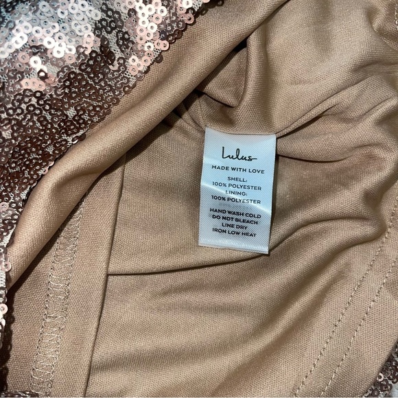 Lulus Sequin Bodycon Dress Size Extra Small‎ Matte Bronze Champagne Showers NWT - Picture 11 of 12